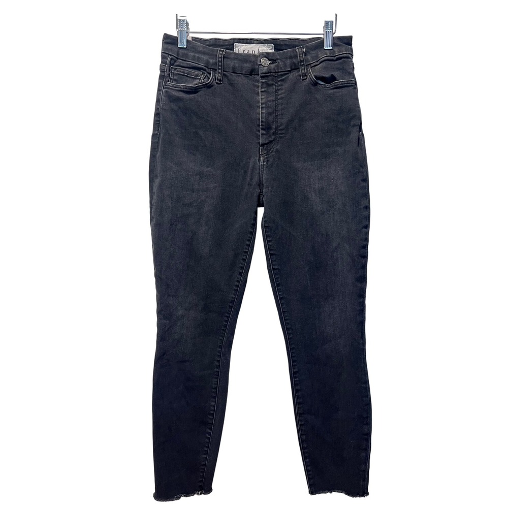 FRANK & EILEEN SLIGO WASHED BLACK HIGHRISE CROP RAW EDGE STRETCH SKINNY JEANS 30